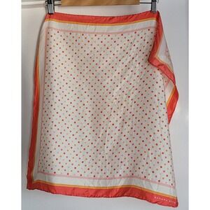 Banana Republic Women's Square Scarf White Orange Pink Polka Dot Bandana